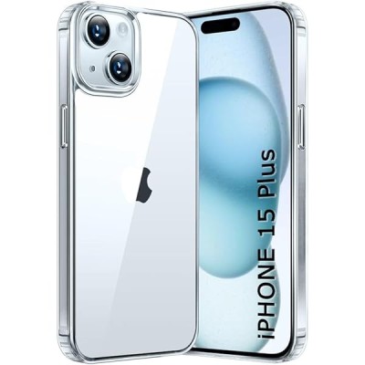 For iPhone 15 Plus Strong Tough Metallic Design Hybrid - Silver