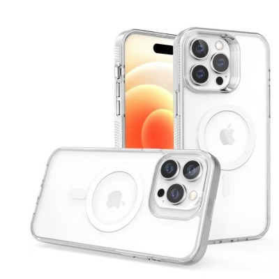 For iPhone 15 Plus Thick Transparent [Magnetic Circle] Shockproof Hybrid - Clear