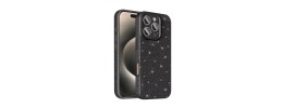 For iPhone 15 Plus Transparent Glitter 2.0mm Thick Hybrid Case Cover - Black