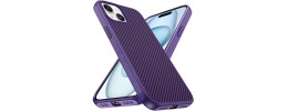 For iPhone 15 Plus Transparent Glitter 2.0mm Thick Hybrid Case Cover - Purple