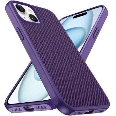 For iPhone 15 Plus Transparent Glitter 2.0mm Thick Hybrid Case Cover - Purple