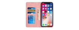 For iPhone 15 Plus Wallet Premium PU Vegan Leather ID Multiple Card Holder Money with Strap - Rose Gold