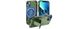 For iPhone 15 Plus/iPhone 14 Plus Sturdy Bracket Kickstand Magnetic Hybrid - Midnight Green