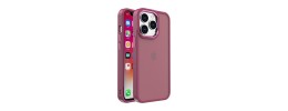 For iPhone 15 Polished Oil Thick Acrylic Metal Button Hybrid Case Cover - Burgundy