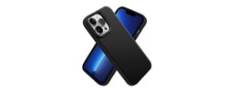For iPhone 15 Premium LIQUID Silicone with Metal Buttons and Camera Edges Case Cover - Black
