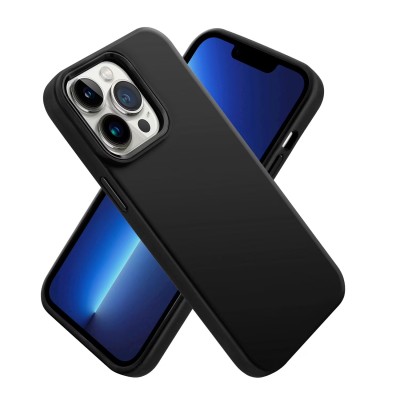 For iPhone 15 Premium LIQUID Silicone with Metal Buttons and Camera Edges Case Cover - Black