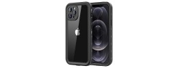 For iPhone 15 Premium PU Leather Square Heart Hybrid Case - Black