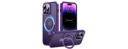 For iPhone 15 Pro Acrylic [Magnetic Circle] Tough 2.5mm Transparent ShockProof Hybrid - Purple