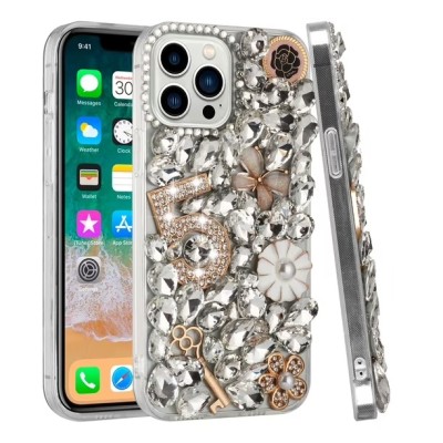 For iPhone 15 Pro Bling Hybrid Case Cover - D