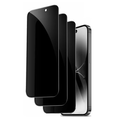 For iPhone 15 Pro Bulk White Paper Card Package Black edged Tempered Glass (Black)