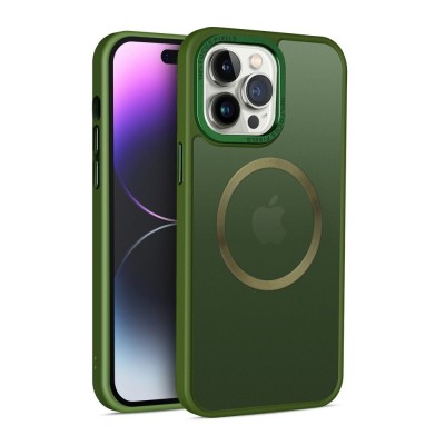 For iPhone 15 Pro Core [Magnetic Circle] Core [Magnetic Circle] Colorful Buttons Thick 2mm Hybrid - Midnight Green