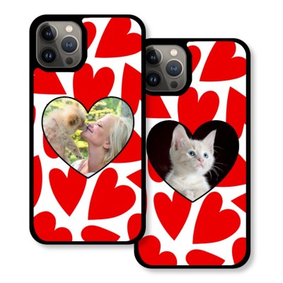 For iPhone 15 Pro Design Square Hearts Passion Case Cover - Red