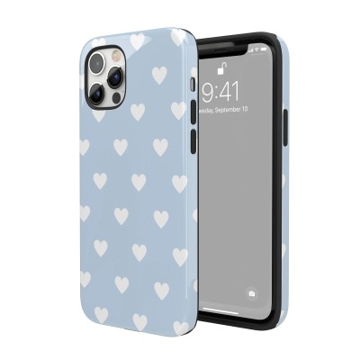 For iPhone 15 Pro Design Square Hearts Passion Case Cover - Teal