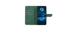 For iPhone 15 Pro Design Wallet ID Credit Card Money Holder with Magnetic Metal Closure including Lanyard - Green Floral
