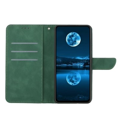 For iPhone 15 Pro Design Wallet ID Credit Card Money Holder with Magnetic Metal Closure including Lanyard - Green Floral