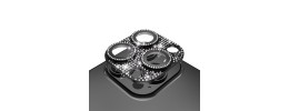 For iPhone 15 Pro Diamond Bling Camera Lens Full Tempered Glass - Black
