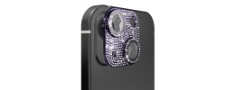 For iPhone 15 Pro Diamond Bling Camera Lens Full Tempered Glass - Purple