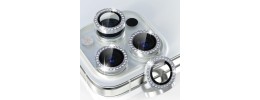For iPhone 15 Pro Diamond Bling Camera Lens Full Tempered Glass - Silver