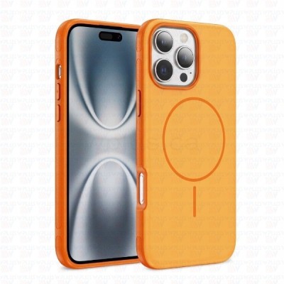 For iPhone 15 Pro Disc Chrome Circle With Chromed Tempered Glass Screen Protector PU UV Leather Case - Orange