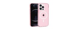 For iPhone 15 Pro Glitter Ultra [Magnetic Circle] Thick 3mm Transparent Hybrid - Pink