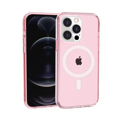 For iPhone 15 Pro Glitter Ultra [Magnetic Circle] Thick 3mm Transparent Hybrid - Pink