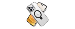 For iPhone 15 Pro Hoop Kickstand [Magnetic Circle] HD Transparent Chrome Hybrid - Black