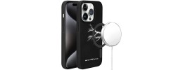 For iPhone 15 Pro METKASE Apple-Peel Stick PU Leather [Magnetic Circle] Premium Hybird Case - Black
