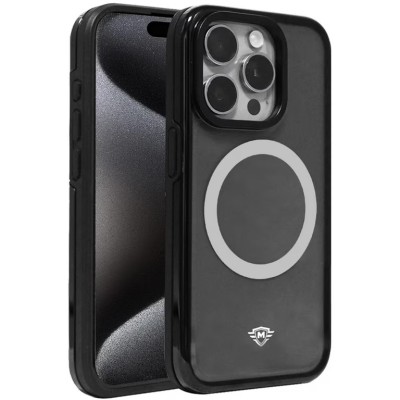 For iPhone 15 Pro METKASE Basic Transparent [Magnetic Circle] Premium Hybrid - Black