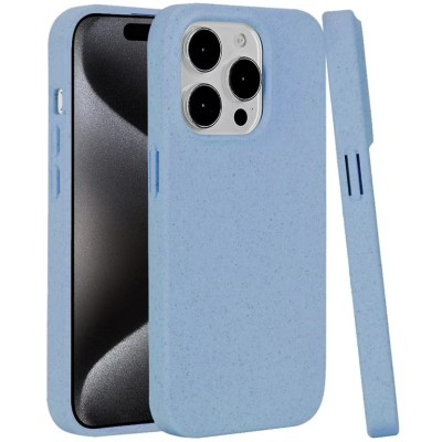For iPhone 15 Pro METKASE Bio-Degradable [WHEAT FIBER MATERIAL] Design Case - Light Blue