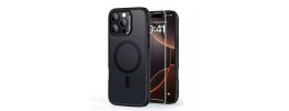 For iPhone 15 Pro METKASE Dazzle Magnetic Ring Stand Alloy Chrome Transparent Hybrid in Slide-Out Package - Black