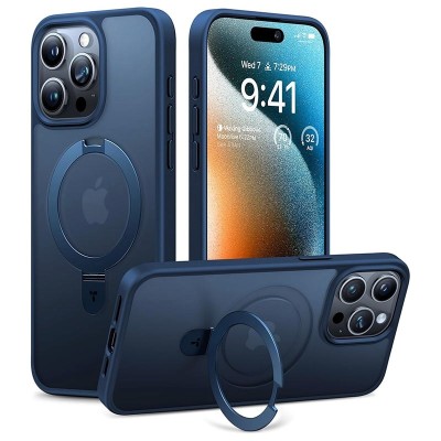 For iPhone 15 Pro METKASE Exquisite Tough Shockproof Hybrid in Slide-Out Package - Dark Blue/Black
