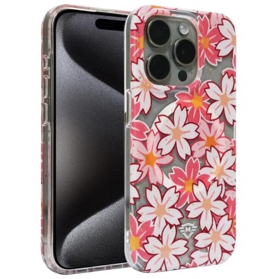For iPhone 15 Pro METKASE Floral Design [Magnetic Circle] Transparent Hybrid - Bauhinia Orchid