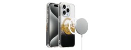 For iPhone 15 Pro METKASE GLITTER Transparet [MAGNETIC CIRCLE] Shockproof Hybrid - Gold/Black