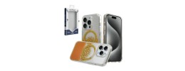For iPhone 15 Pro METKASE GLITTER Transparet [MAGNETIC CIRCLE] Shockproof Hybrid - Orange