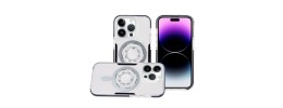 For iPhone 15 Pro METKASE IMD Design Pattern [Magnetic Circle] Premium Hybrid Case - Blue Pattern