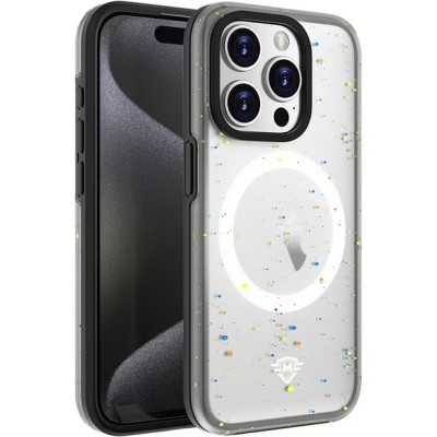 For iPhone 15 Pro METKASE Iridescent Spots [Magnetic Circle] Hybrid - Blue+iridescent Spots