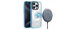 For iPhone 15 Pro METKASE Iridescent Spots [Magnetic Circle] Hybrid - Dark Blue+iridescent Spots