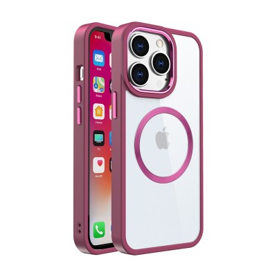 For iPhone 15 Pro METKASE Iridescent Spots [Magnetic Circle] Hybrid - Pink+iridescent Spots