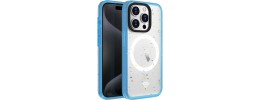 For iPhone 15 Pro METKASE Iridescent Spots [Magnetic Circle] Hybrid - White+iridescent Spots