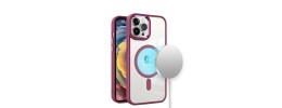 For iPhone 15 Pro METKASE Magnetic Circle Ring Transparent Premium Acrylic Case Cover with Metal Buttons & Camera Raised Lip in Slide-Out Package - Light Purple