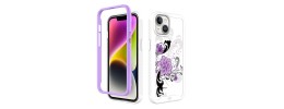 For iPhone 15 Pro METKASE Premium Exotic Design Hybrid Case in Slide-Out Package - Colorful Flower Arrangement
