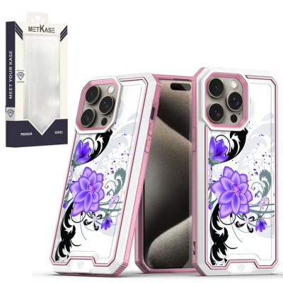 For iPhone 15 Pro METKASE Premium RANK Design Fused Hybrid in Slide-Out Package - Antique Flower