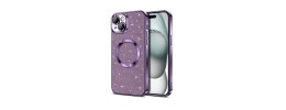 For iPhone 15 Pro METKASE SHIMMER Transparent [MAGNETIC CIRCLE] Shockproof Hybrid - Purple Shimmer