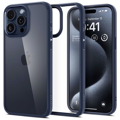 For iPhone 15 Pro METKASE Strong Tough Metallic Design Hybrid in Premium Slide-Out Package - Dark Blue