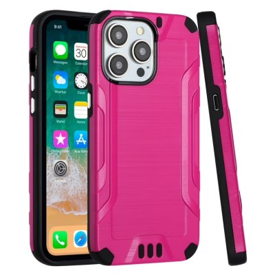 For iPhone 15 Pro METKASE Strong Tough Metallic Design Hybrid in Premium Slide-Out Package - Hot Pink