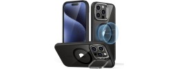 For iPhone 15 Pro METKASE Victory Stand [Magnetic Ring] Premium Hybrid Case - Black