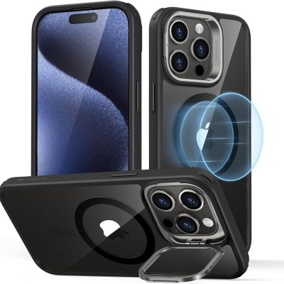 For iPhone 15 Pro METKASE Victory Stand [Magnetic Ring] Premium Hybrid Case - Black