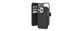 For iPhone 15 Pro METKASE Wallet PU Vegan Leather ID Card Money Holder with Magnetic Closure in Slide-Out Package - Black