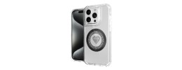 For iPhone 15 Pro Magnetic Ring Circle Bling Chrome 3in1 Hybrid Case - Clear
