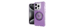 For iPhone 15 Pro Magnetic Ring Circle Bling Chrome 3in1 Hybrid Case - Purple